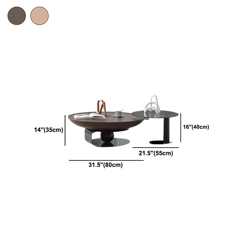 Nordic Style Cocktail Table Walnut/black Wood Round Coffee Table