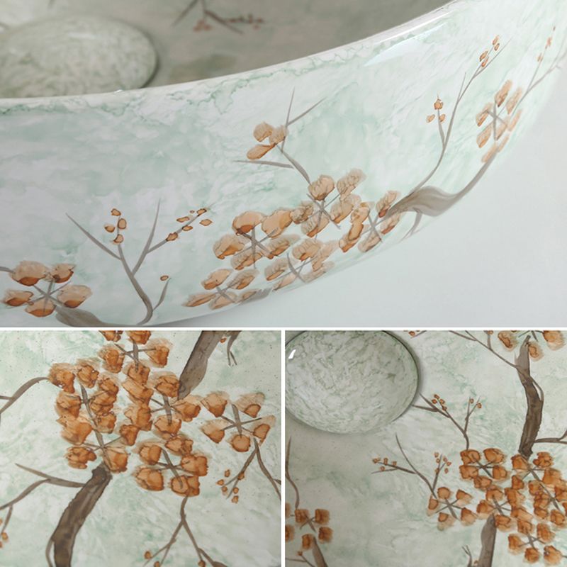 Traditional Bathroom Sink with Single Faucet Hole Porcelain Round Vessel