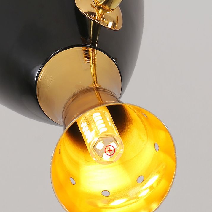 Trompeta negra colgante colgante de la lámpara de metal contemporánea accesorio de iluminación