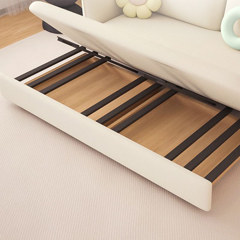 Scandinavian White Sleeper Sofa Bonded Leather Futon Sofa Bed