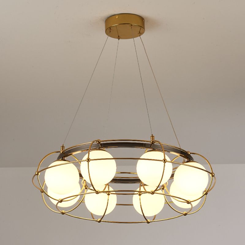 Ball Shape Glass Island Pendants Modern Multi Lights Island Pendant Lights in Gold