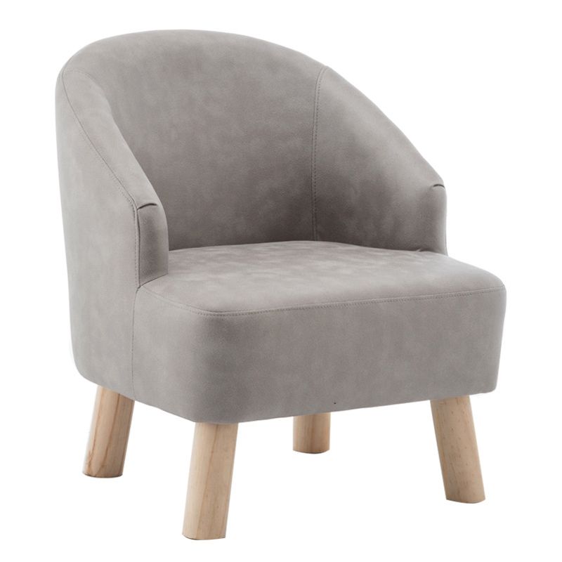 Faux Leather Chair Barrel Chair Solid Wood Frame Chair for Living Room