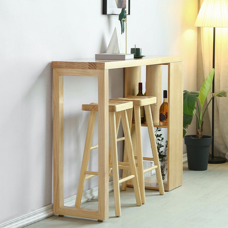 Double Pedestal Bar Table Set 2/3 Pcs Solid Wood Bar Table and Backless Stools