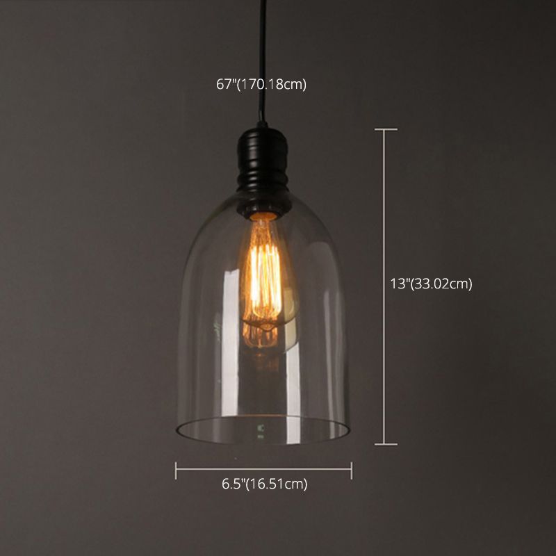 1 Light Bell Pendant Lamp Industrial Minimalist Clear Glass Hanging Lamp Kitchen Sink