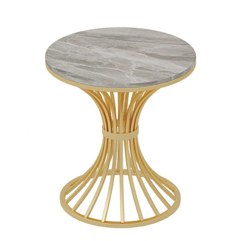 Gold Pedestal Dining Table Modern Style Round Stone Top Table