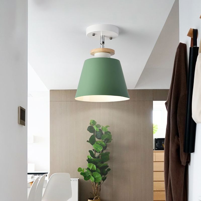 Upside-Down Trifle Ceiling Flush Light Macaron Metal 1-Light Corridor Adjustable Semi Flush Mount Lighting