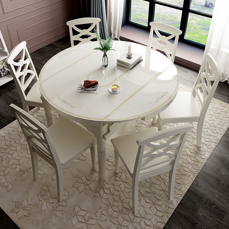 Contemporary Glass Top Dining Room Set 4 Legs Base for Kitchen
