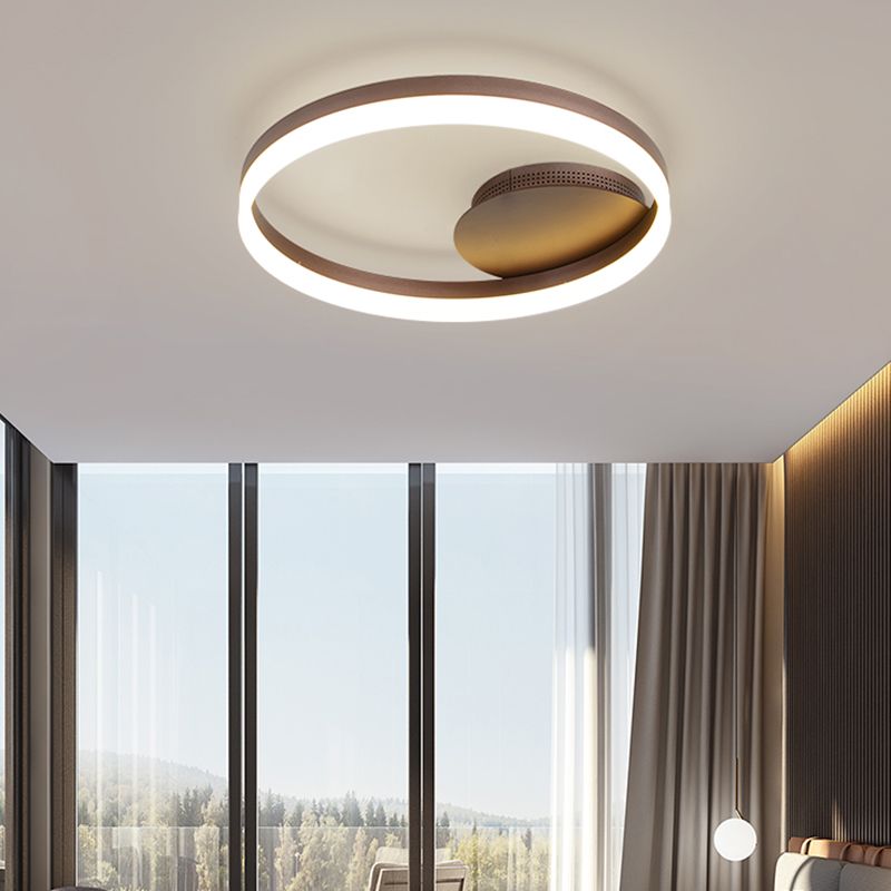 Metal Round Flush Mount Ceiling Light Modern Multi-Lights Flush Mount Ceiling in Brown
