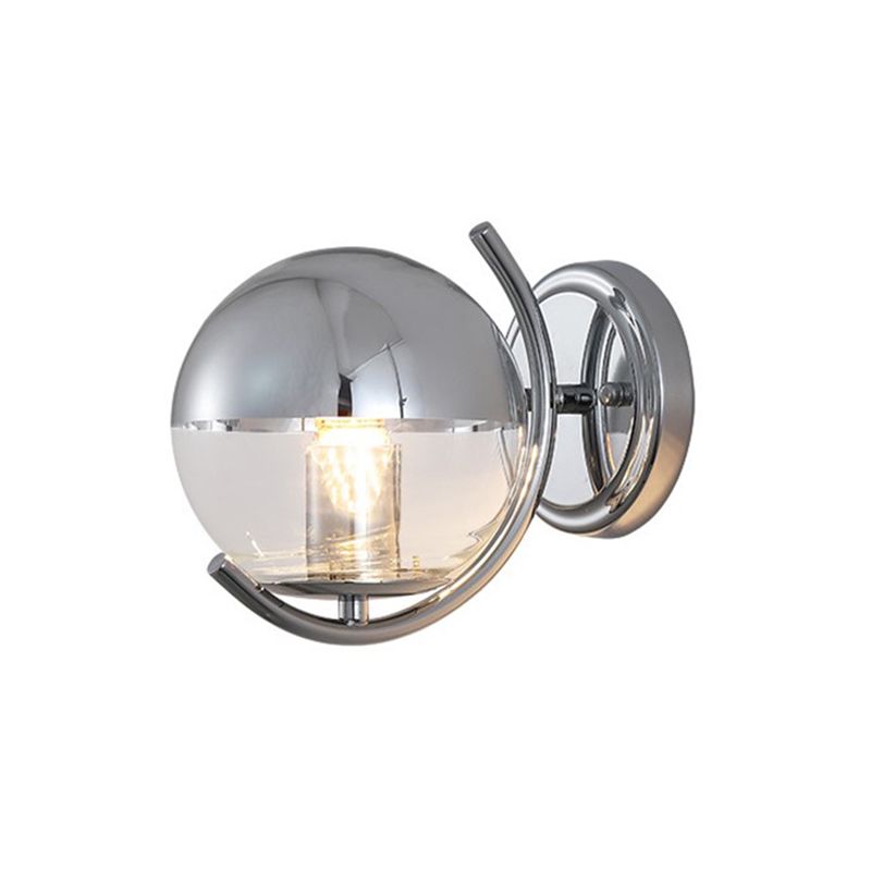 Modern Wall Mounted Light 1 Light Metal Flush Mount Wall Sconce in Silver Finish
