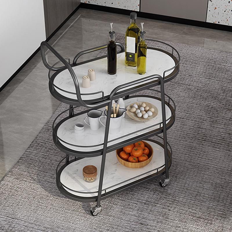 32.28"H Modern Rolling Prep Table Metal Prep Table for Home Use