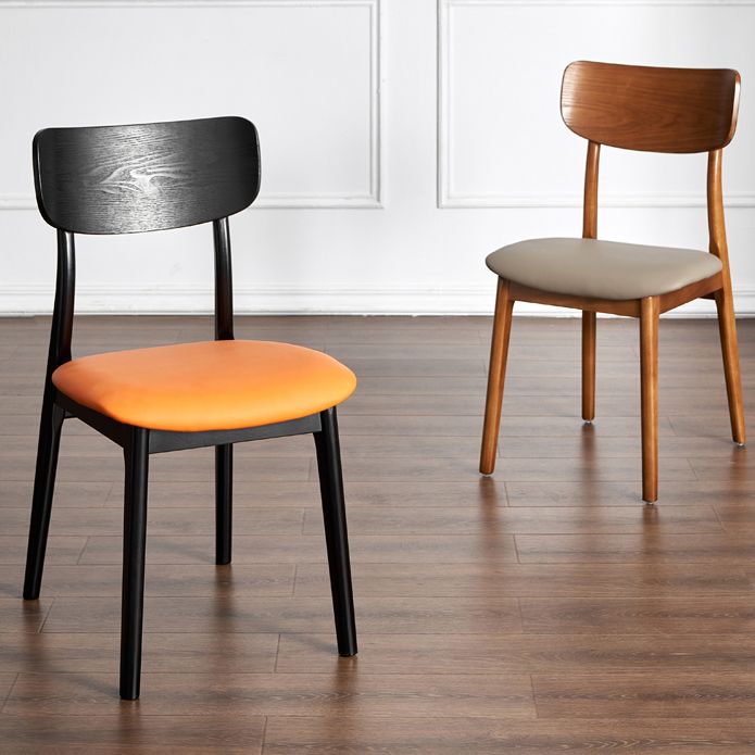 Silla de comedor tradicional de madera sin brazos, respaldo abierto, silla lateral de comedor (juego de 2)