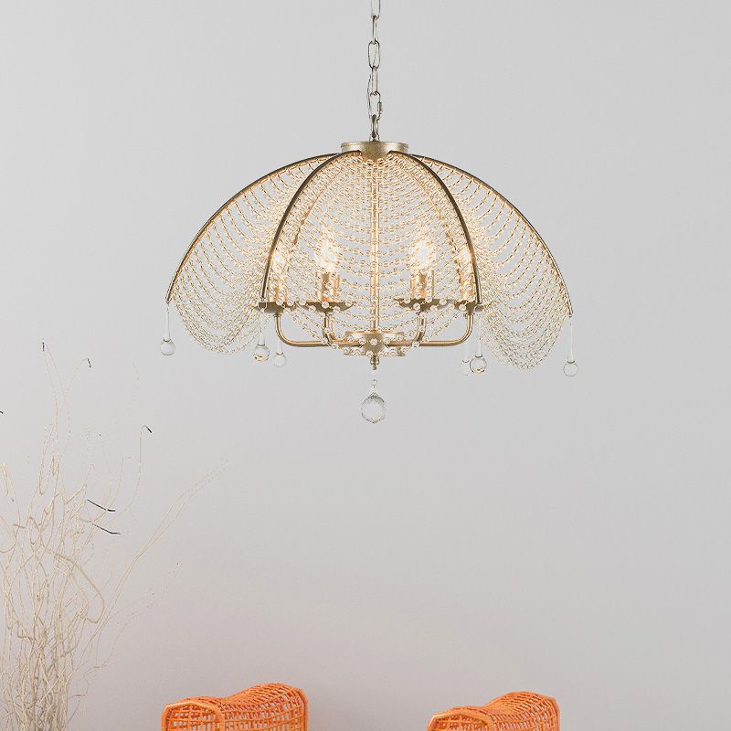 Candelera de oro de cristal paraguas 3 luces colgante de suspensión con diseño de velas