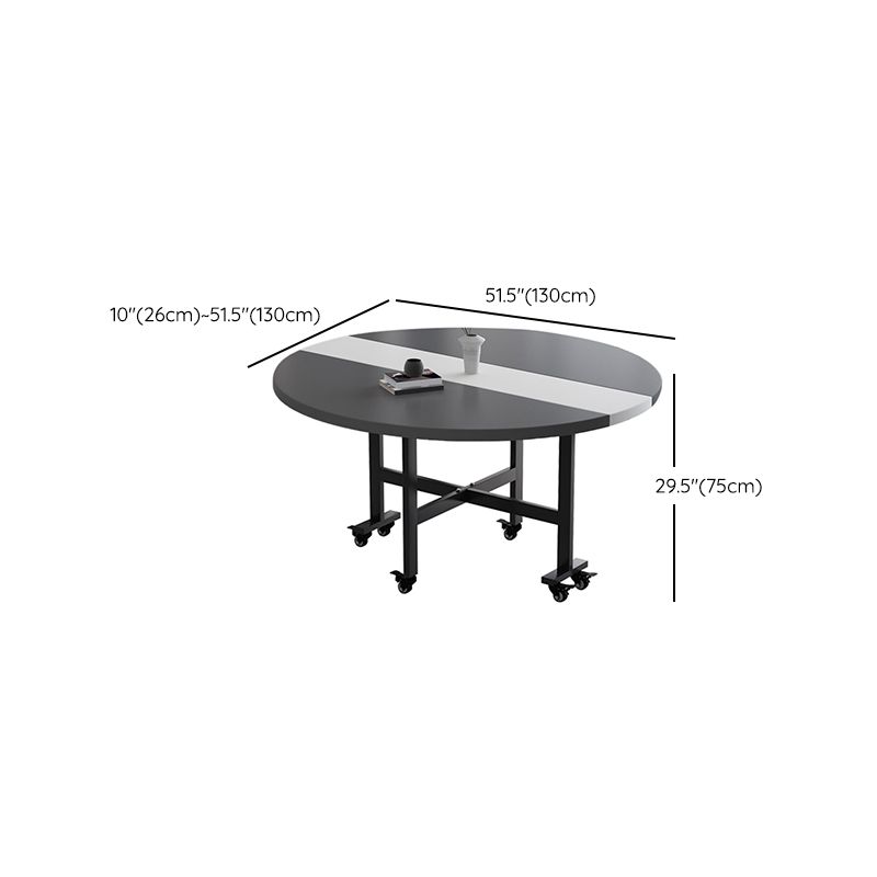 Contemporary Round Wooden Dining Table with Double Drop Leaf
