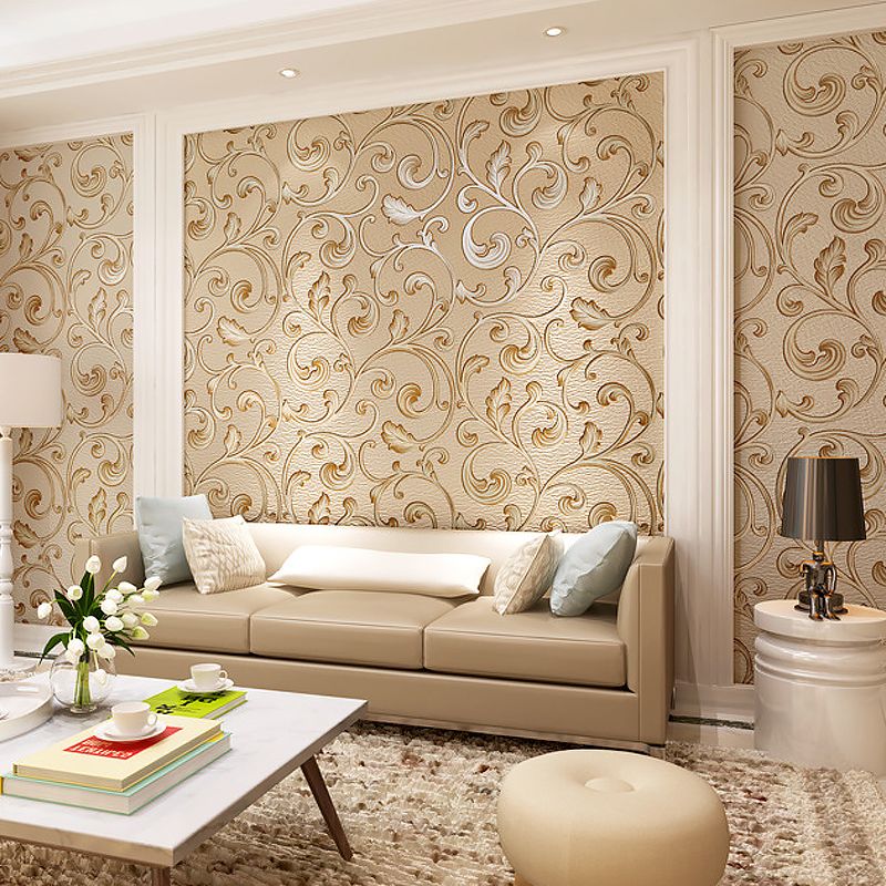 Plants Light-Color Wallpaper Swirl Flower Unpasted Wall Covering for Living Room Deco