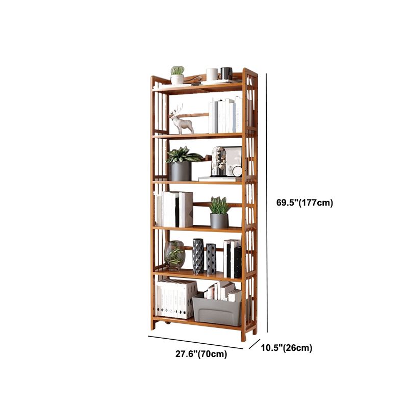 Modern Vertical Bamboo Shelf Etagere Espresso Shelf Bookcase for Bedroom