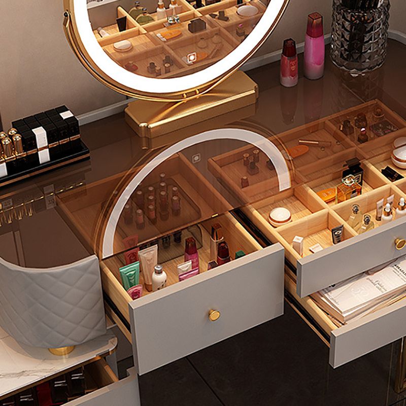 Glam Makeup Vanity Set Glass Top Vanity Dressing Table with Drawers