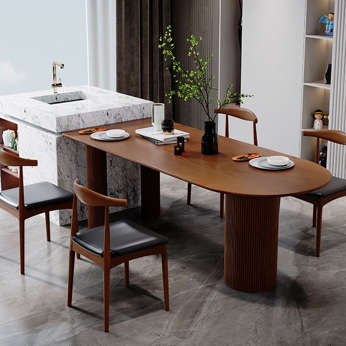 Modern Ash Wood Table for Restaurant Oval Table with 3 Wood Legs