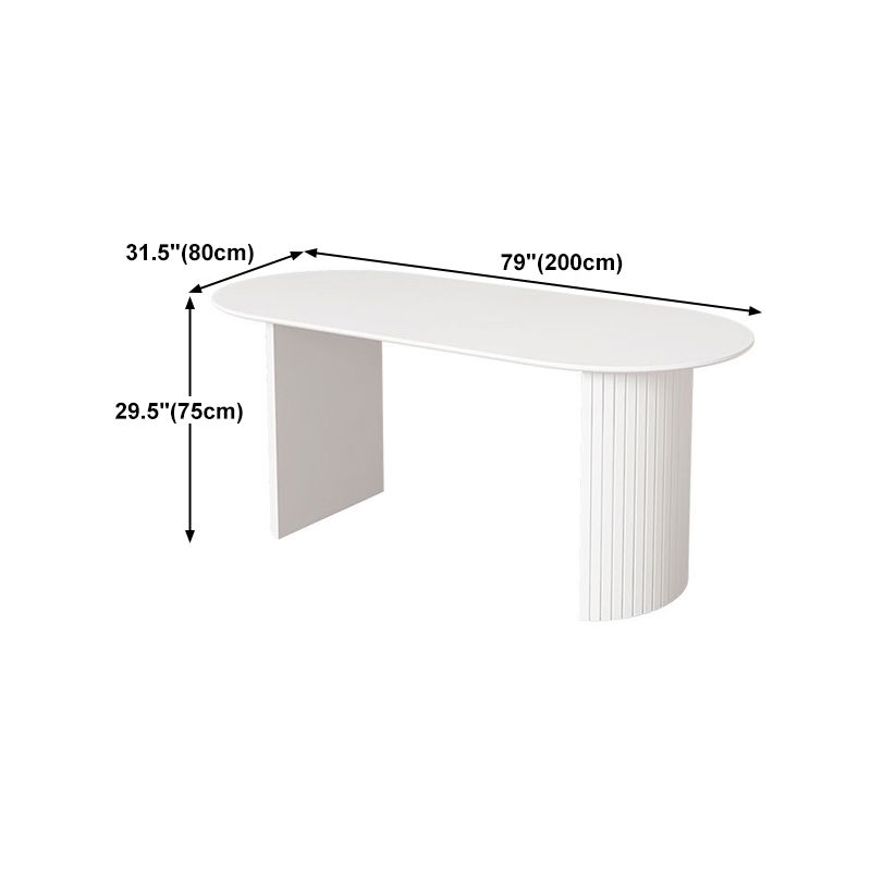 Sintered Stone and Ash Wood White Table Modern Dining Table with Double Pedestal