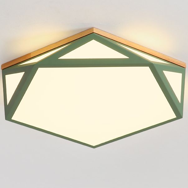 Geometric Shaped Macaroon Style LED Ceiling Light Hexagonal Acrylic Shade Modern Lighting Fixture for Bedroom