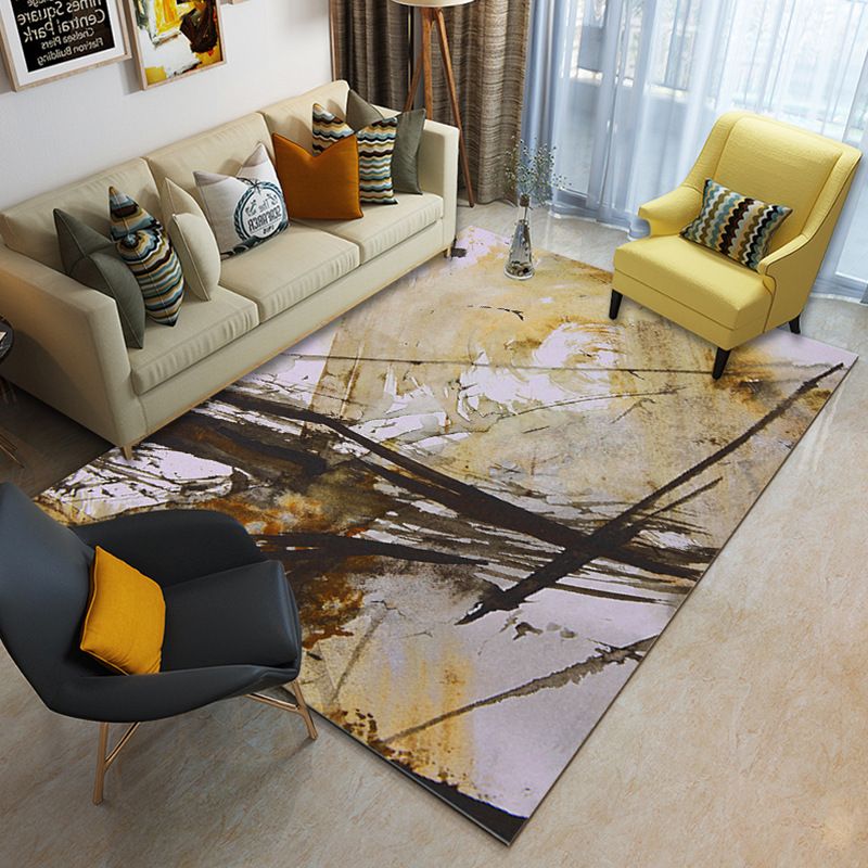 Multi Color Geometrical Rug Synthetics Contemporary Area Carpet Pet Friendly Non-Slip Backing Washable Rug for Living Room
