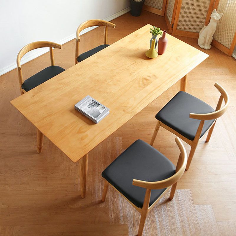 1/2/3/4/5/7 Pcs Modern Dining Set with Rectangle Table and Wooden Chairs Dinette Set