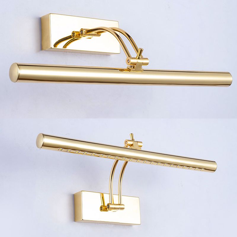 Lampada montata a parete da bagno a LED con sfumatura in metallo tubolare cromo/oro, illuminazione da vanità, largo 16 "/21,5"