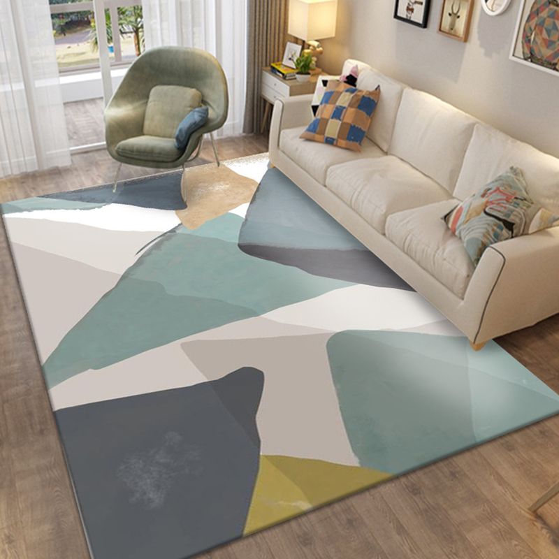 Brown Modern Indoor Rug Polyester Geometric Rug Non-Slip Backing Rug for Home Decoration