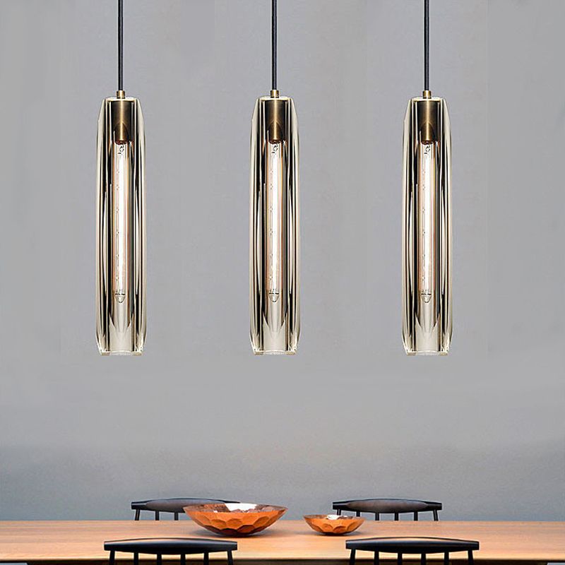 15.3 "Lengte K9 Kristallen Hanglicht Postmoderne stijl Brass Simplicity Lighting Fixture in rookgrijs voor eetkamer