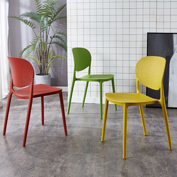 Contemporary Style Open Back Plastic Home Use Dining Side Chair
