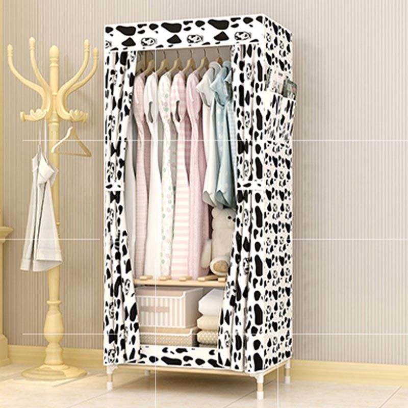 Modern Style Wardrobe with Cloth Rod Solid Wood Bedroom Wardrobe Closet