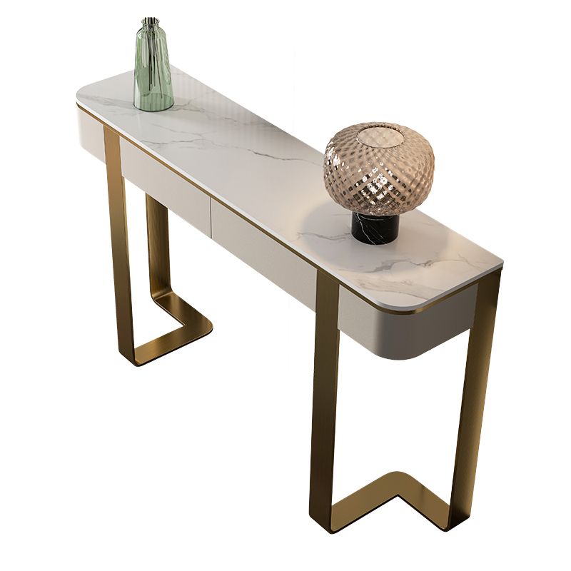 Modern Stone Accent Table Stain Resistant 33.46" Tall Console Table