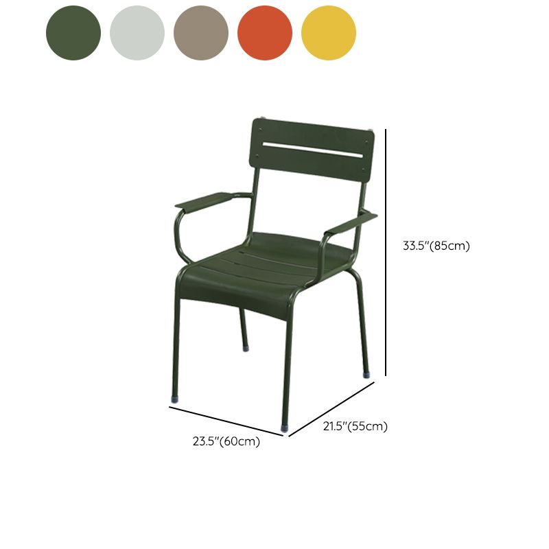 Modern Patio Dining Armchair Aluminum Open Back With Arm Outdoor Bistro Chairs
