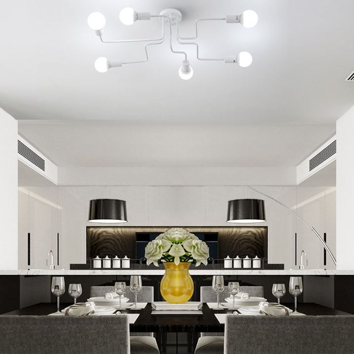 Retro techo expuesto con lámparas semiincorporadas de metal ligero incrustadas 4 / 6, con diseño de latón antiguo / Sputnik negro