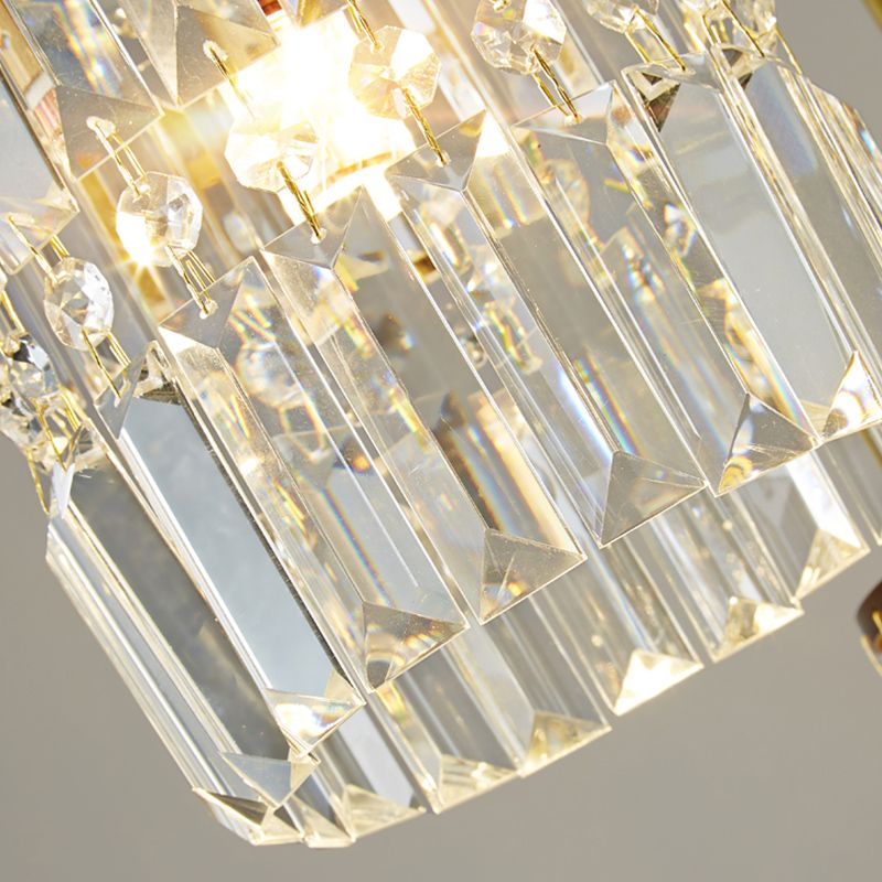 Contemporary Style Cylinder Shape Island Lights Crystal 3 Light Island Lighting in Gold