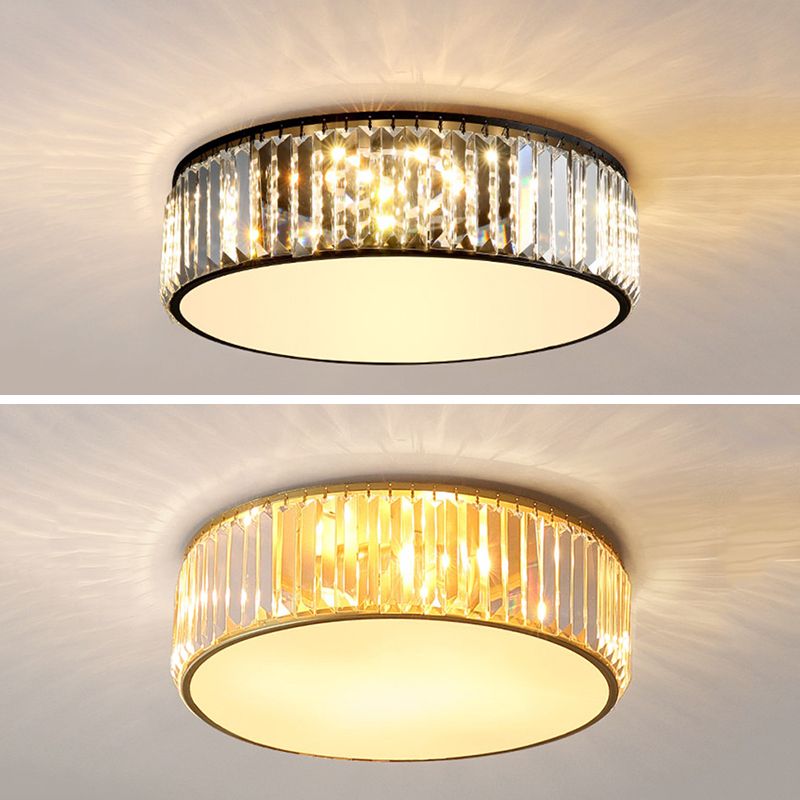 Plafonnier LED circulaire en cristal, plafonnier en fer forgé de Style de luxe moderne pour les espaces intérieurs