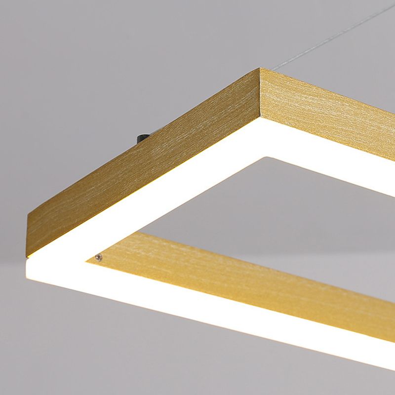 Modern Minimalist Rectangle Island Light Metal LED Restaurant Pendant Lighting for Living Room