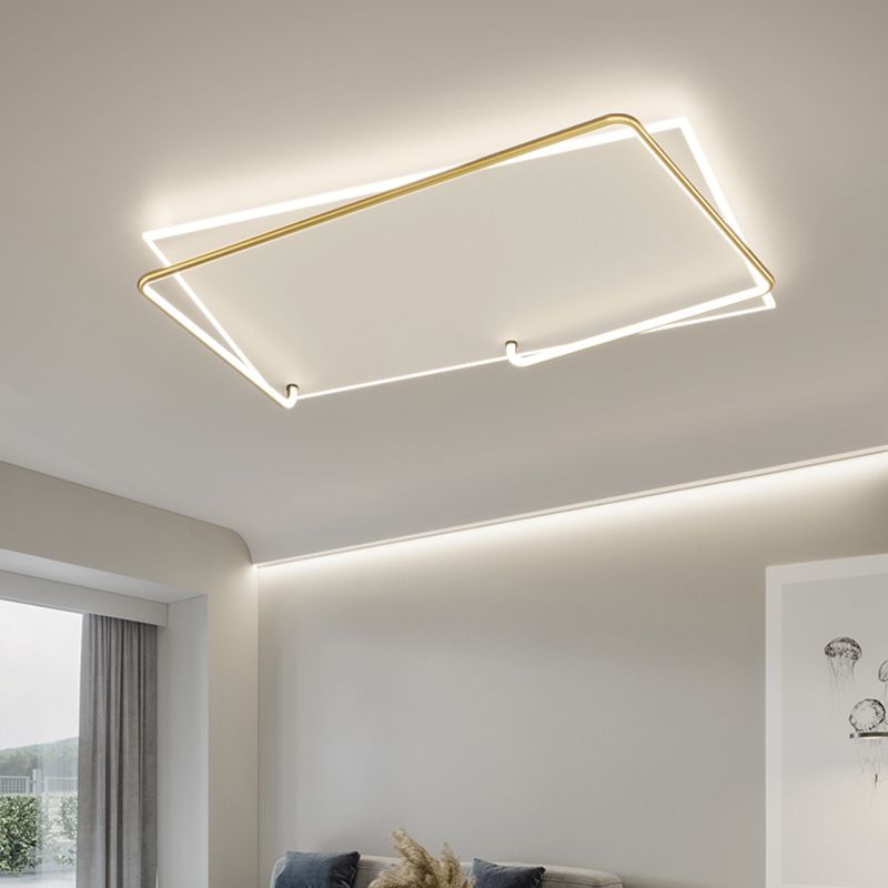 Rechteckige Minimalismus-LED-Unterputz-Deckenleuchte aus Aluminium für das Wohnzimmer