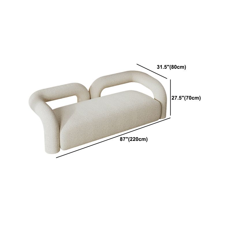 Contemporary Style Curved Sofa Statement Tuxedo Arm Sofa in White