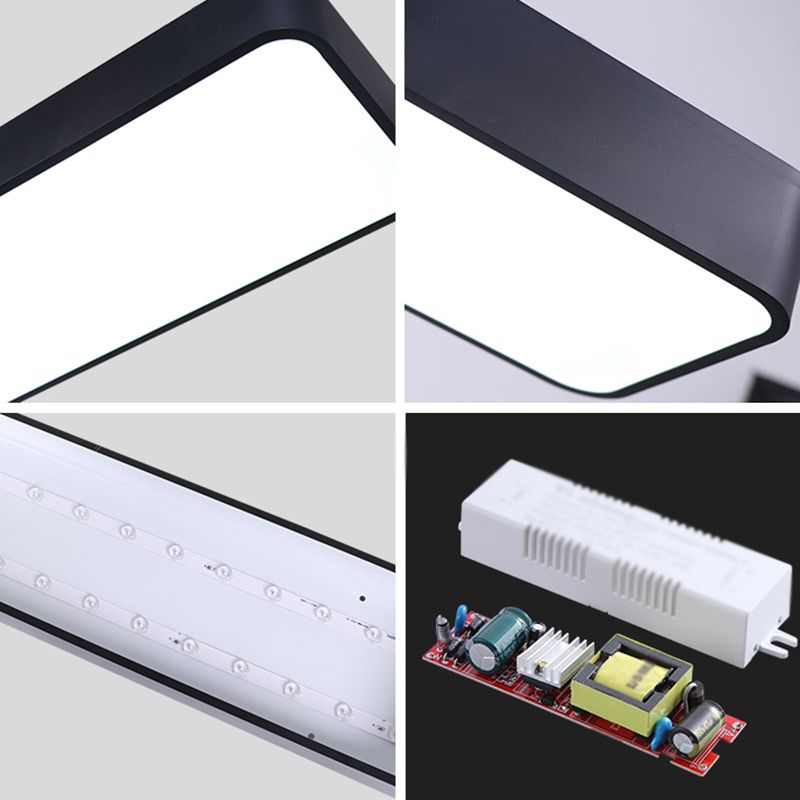 Black Rectangular Ceiling Light Fixture Simple LED Aluminum Flush Mount Lamp for Office