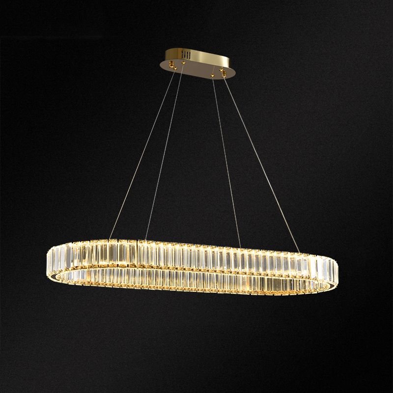 Gold Crystal Pendant Lighting Simplicity LED Chandelier Lighting Fixtures for Living Room