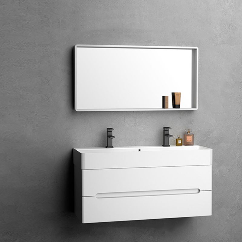 Modern Wooden Sink Vanity White Wall Mount Bathroom Vanity Cabinet with Mirror