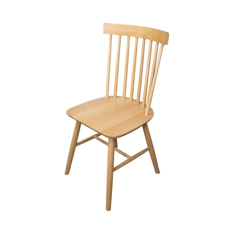 Rustic Style Armless Dining Chairs Beech Slat Back Side Chair with Wood Legs