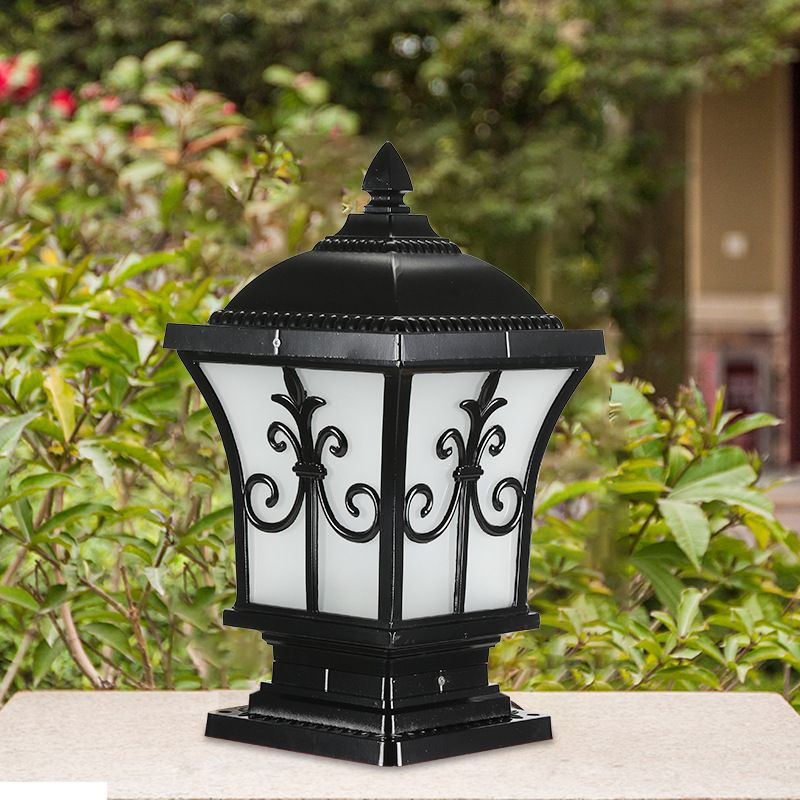Black Outdoor Lights Waterproof Square Pillar Lamp for Garden