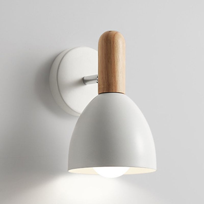 Single Modern Black/White/Grey Wall Mounted Sconce Wooden Shaded Wall Light