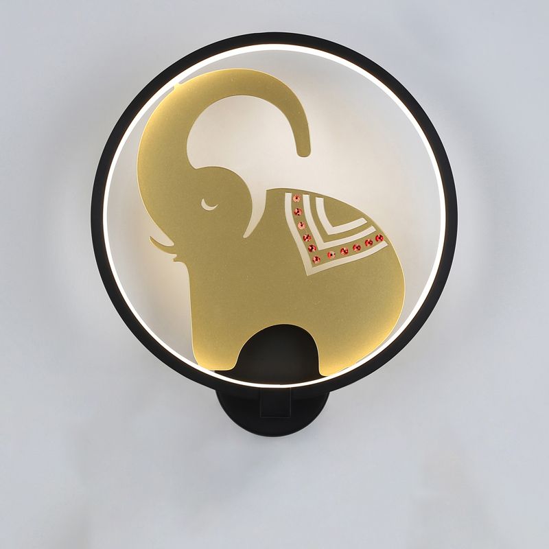Film de la lampe murale métallique de style postmoderne LED Éclairage mural d'éléphant à l'élephant en blanc / rouge noir / blanc-or pour chambre à coucher, lumière chaude / blanche