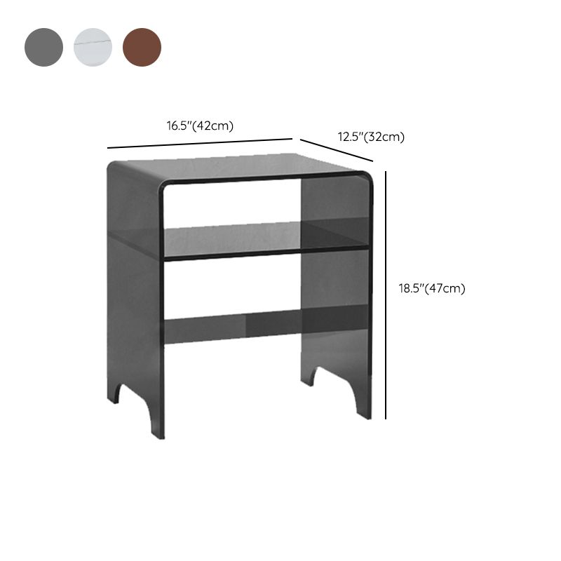 12" Wide Contemporary Corner Table Acrylic End Table with Storage