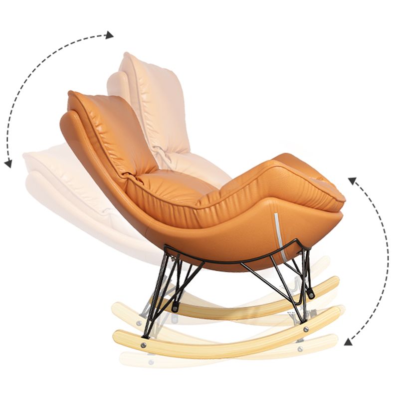 Contemporary Rocking Chair Fabric Upholstered Tufted Metal Frame Indoor Rocking Chair