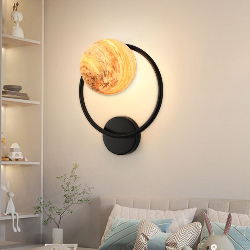 Modernist Wall Sconce Spherical Glass Wall Light Fixture for Bedroom