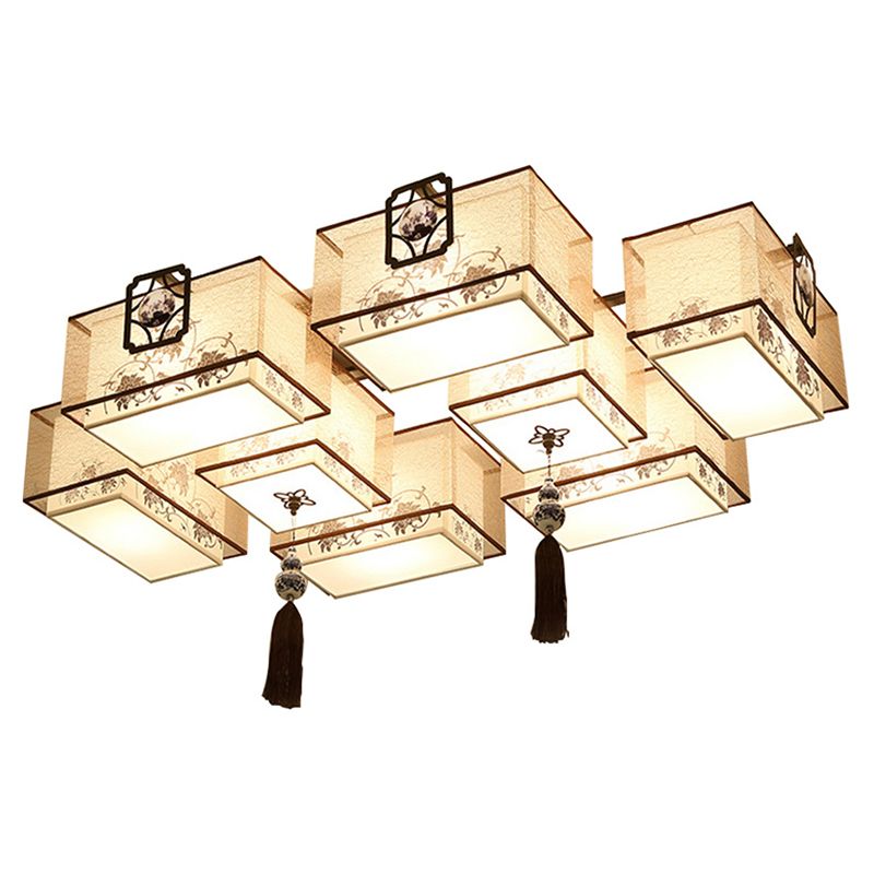 Lámparas de techo empotradas tradicionales de tela de iluminación de montaje empotrado rectangular