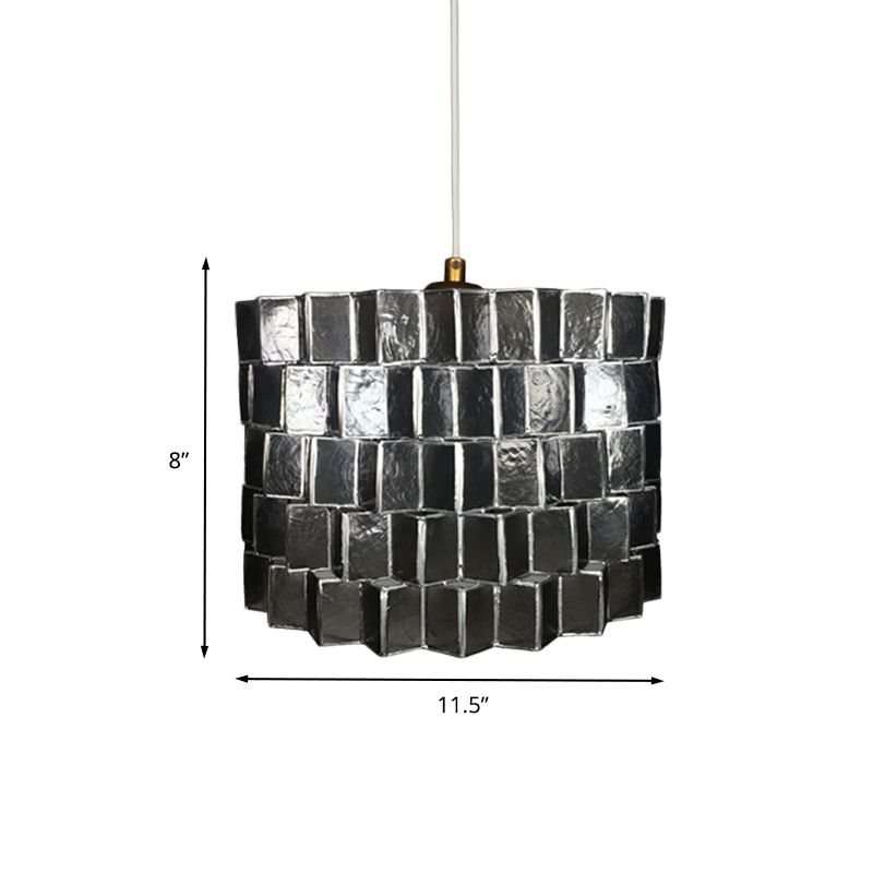 Shell Sledned Drum Forme Pendante Lighting Moderniste 1 tête Black Finish Plafond Suspension Lampe For Bedroom